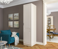 Шкафы одностворчатые, Шкаф 1 дверный Гранд / Ливерпуль СБ-3510 Дуб Приморский Белый/МДФ Классика Светлый