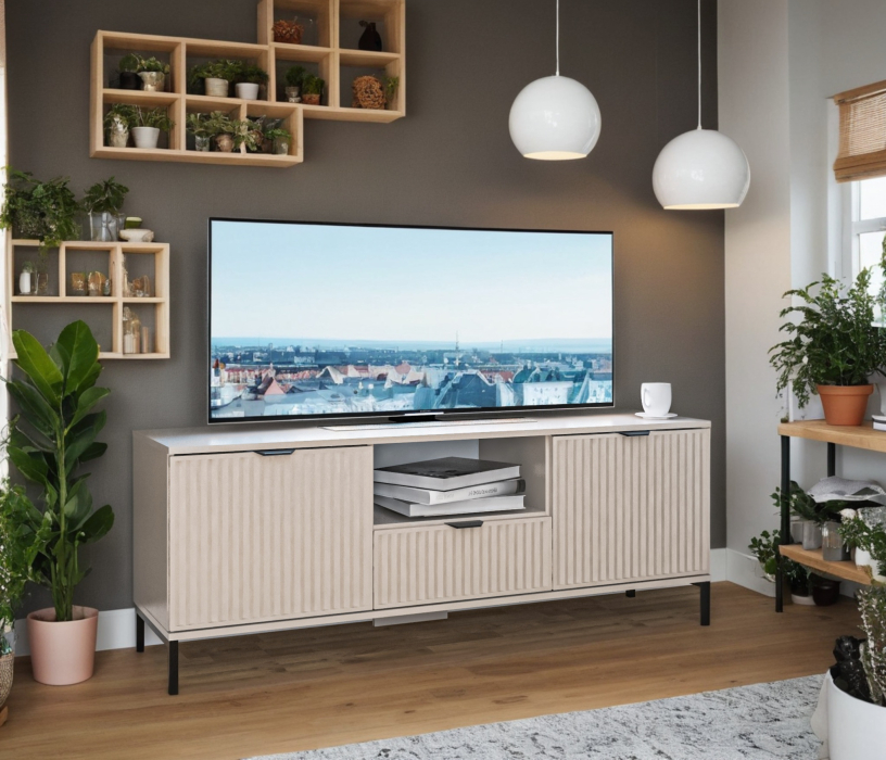 ТВ-тумбы, Тумба под телевизор Турин СБ-3572 Кашемир серый/МДФ Кашемир