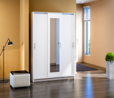 Шкафы-купе, Шкаф-купе 3-х дверный Терра СБ-2610 с зеркалом Белый