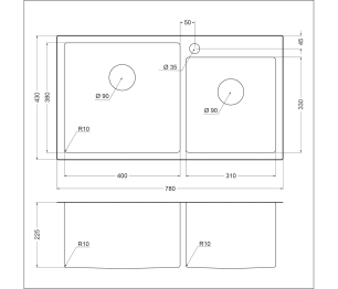 Мойка универсального монтажа EMB-210 PVD Nano