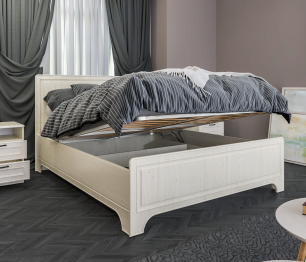 Кровать с подъемным механизмом (1600) Гранд / Ливерпуль СБ-3531 Дуб Приморский Белый, МДФ Классика Светлый