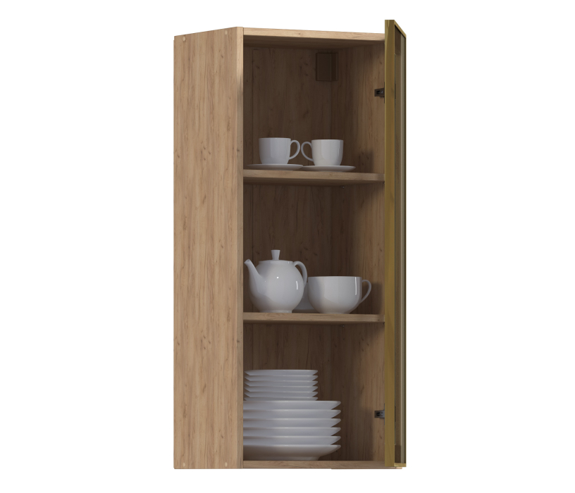 Навесные, Навесной шкаф Регина РП-140 (Дуб Вотан/Витрина Золото)