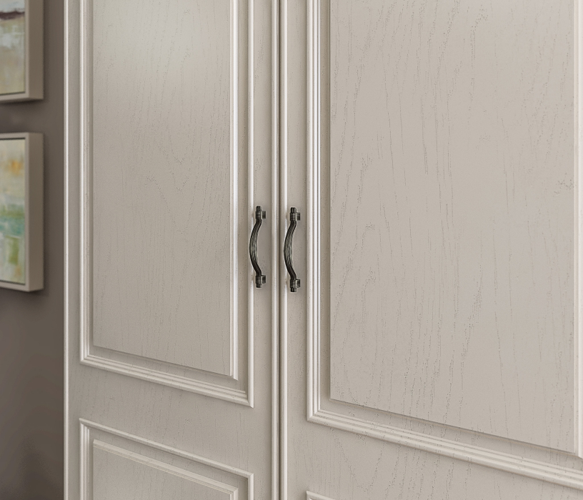 Для одежды, Шкаф 2 дверный Гранд / Ливерпуль СБ-3506 Дуб Приморский Белый/МДФ Классика Светлый