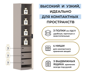 Шкаф однодверный Макс 500 мм, вариант №5 (ЛДСП/МДФ)