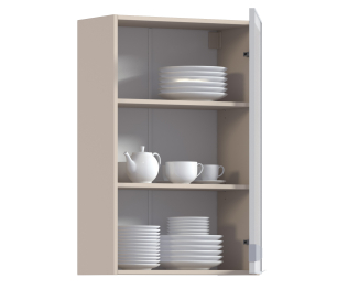 Регина РП-160 Полка Песочный/Витрина алюминий Белый глянец/стекло Сатин