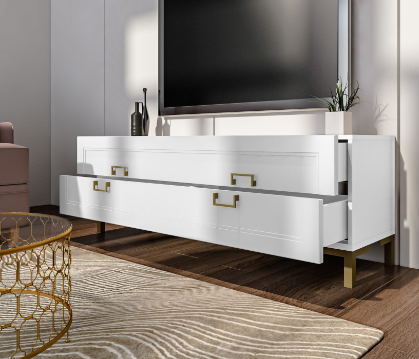 Стенки для гостиной, Комплект для гостиной с витриной Ассоль, Белый