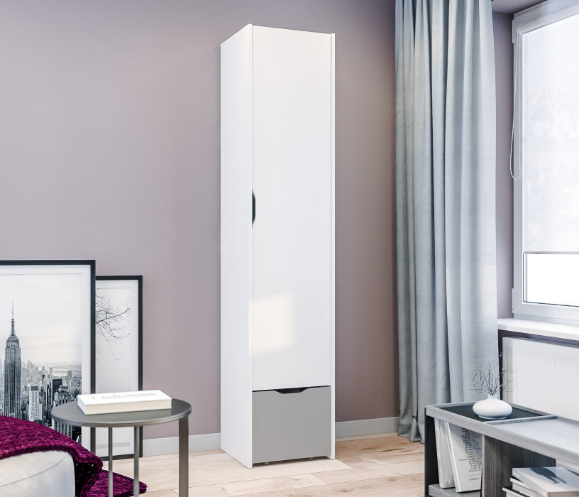 Mika / Мика, Шкаф-пенал Mika / Мика СБ-3274 Белый/Белый,Серый