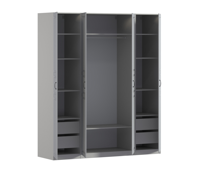 Для одежды, Шкаф четырехдверный Макс 2000 мм, вариант №2 (ЛДСП/МДФ)