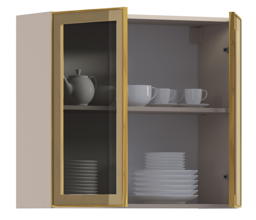 Навесные, Навесной шкаф Регина РП-80 (Песочный/Витрина Золото)