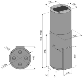 Кухонная вытяжка Equilibrium Steel Glass
