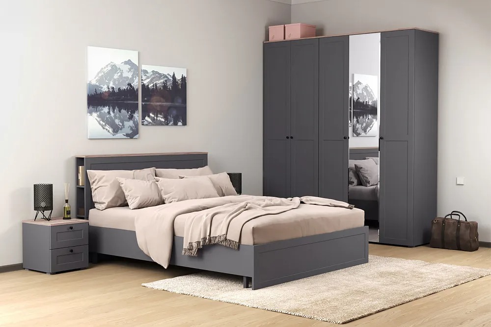 Для одежды, Шкаф для одежды Остин 13.336.03, серый графит, дуб золотой крафт