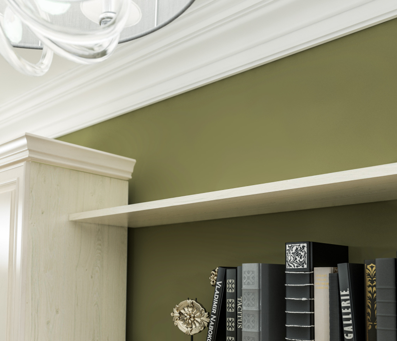 Настенные полки, Полка Гранд / Ливерпуль СБ-3518 Дуб Приморский Белый/МДФ Классика Светлый