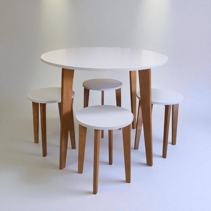 Обеденные группы, Стол ВМЕСТЕ Шато, D 900, табуреты 4 шт