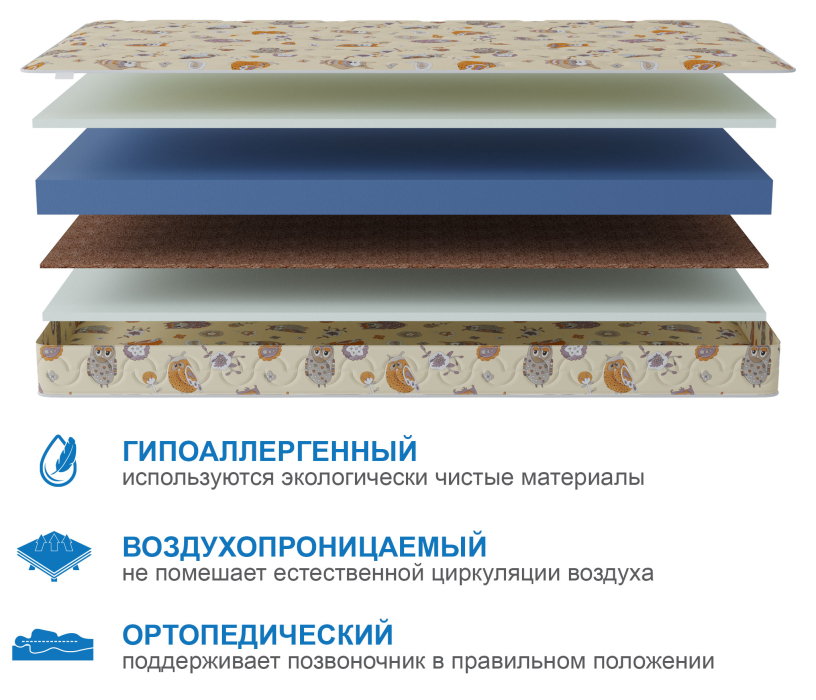 Матрасы, Матрас Здоровый сон-Мишутка 1200х2000