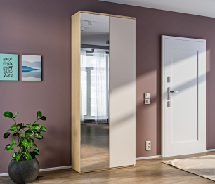 Шкаф 2 дверный Афина СБ-3313 Дуб Винченца/Кашемир серый